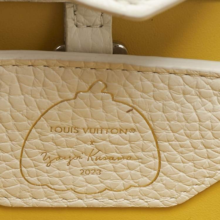 Pre Owned Louis Vuitton x Yayoi Kusama White Leather Painted Dots Capucines BB Bag