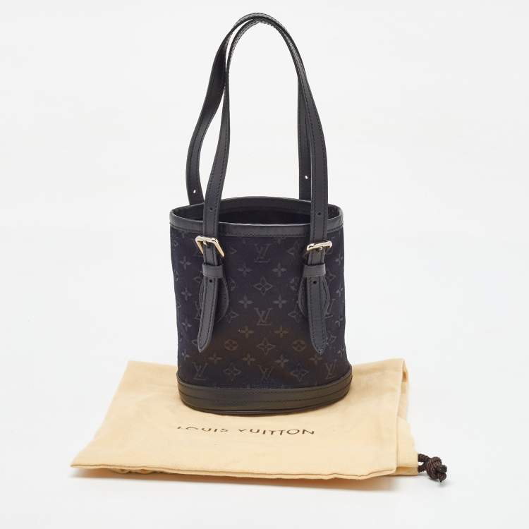 Pre Owned Louis Vuitton Black Monogram Satin Mini Bucket Bag