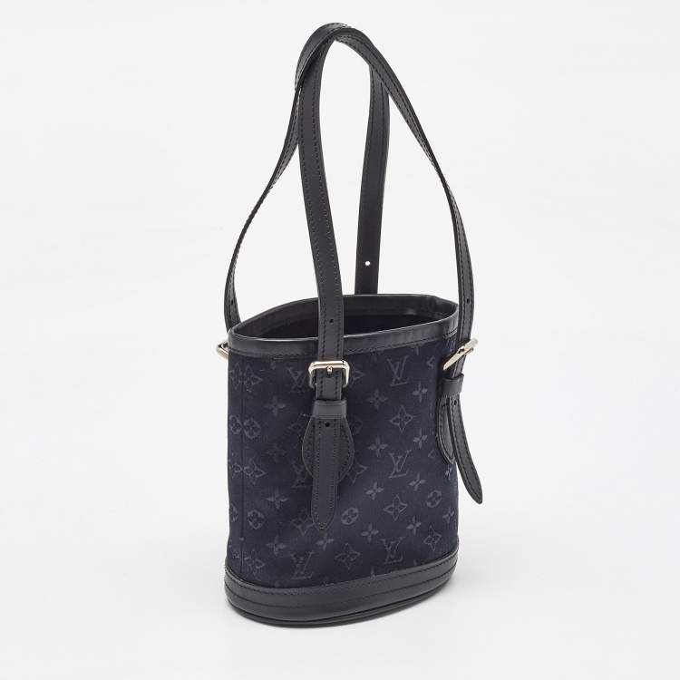Pre Owned Louis Vuitton Black Monogram Satin Mini Bucket Bag