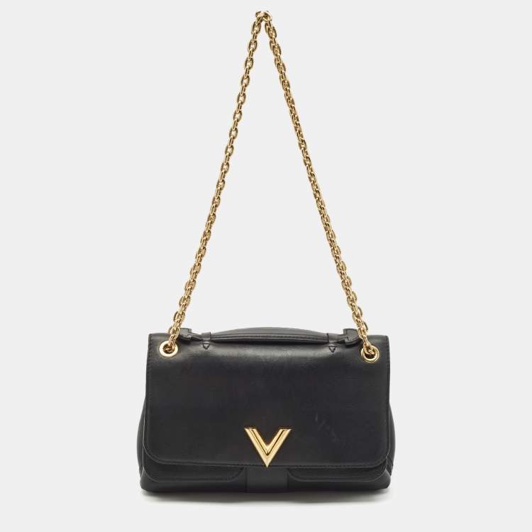 Pre Owned Louis Vuitton Black Monogram Leather Very Chain Bag