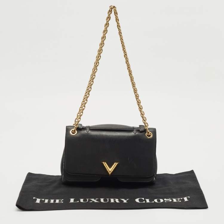 Pre Owned Louis Vuitton Black Monogram Leather Very Chain Bag