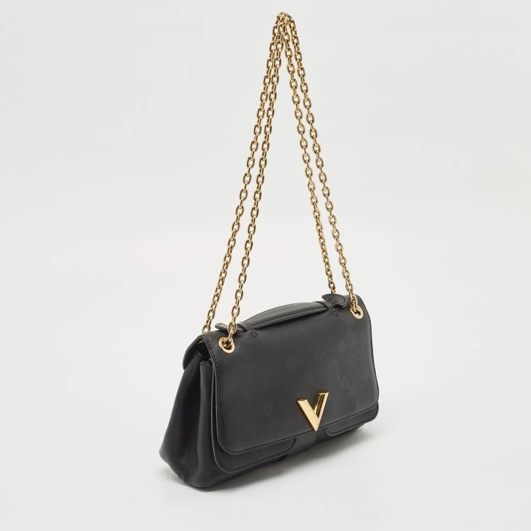 Pre Owned Louis Vuitton Black Monogram Leather Very Chain Bag