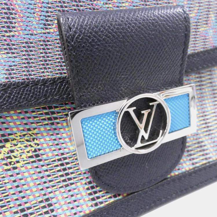 Pre Owned Louis Vuitton Blue Monogram Leather Dauphine Mini Shoulder Bag