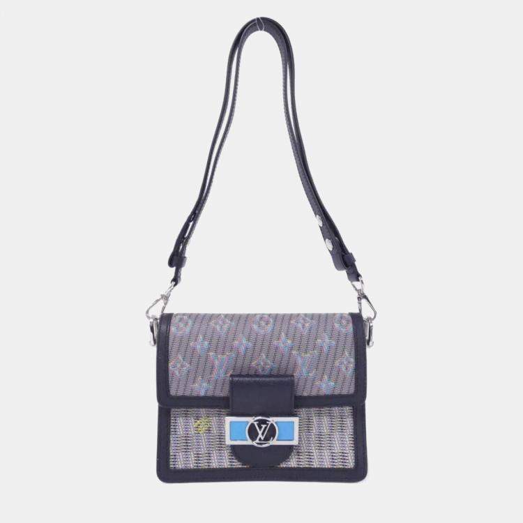 Pre Owned Louis Vuitton Blue Monogram Leather Dauphine Mini Shoulder Bag