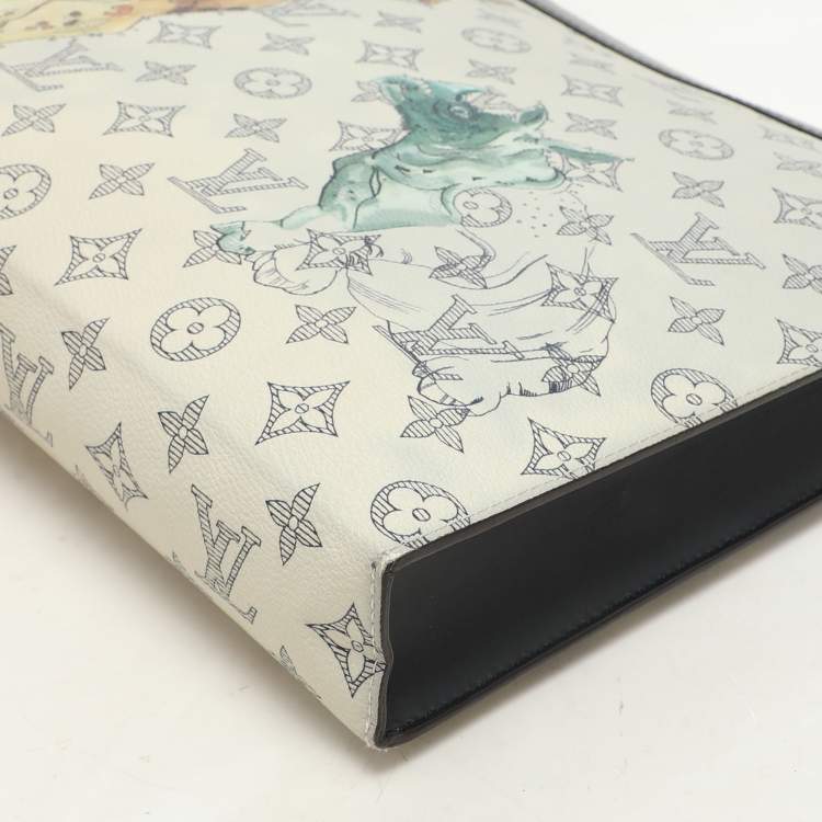 Pre Owned Louis Vuitton x Chapman Brothers White Monogram Savane Canvas Pochette