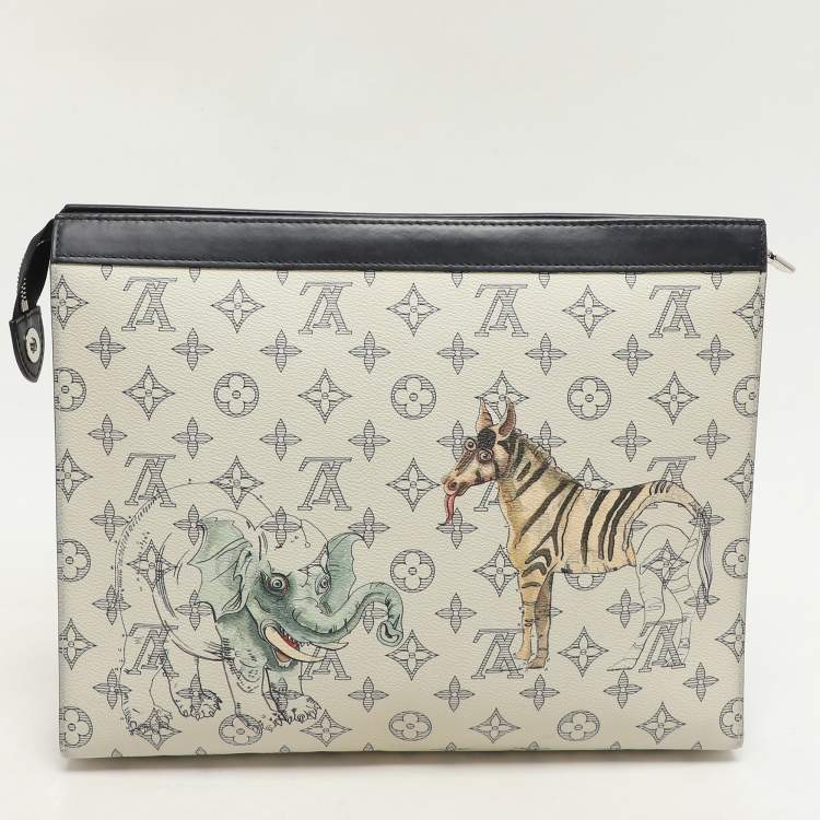 Pre Owned Louis Vuitton x Chapman Brothers White Monogram Savane Canvas Pochette