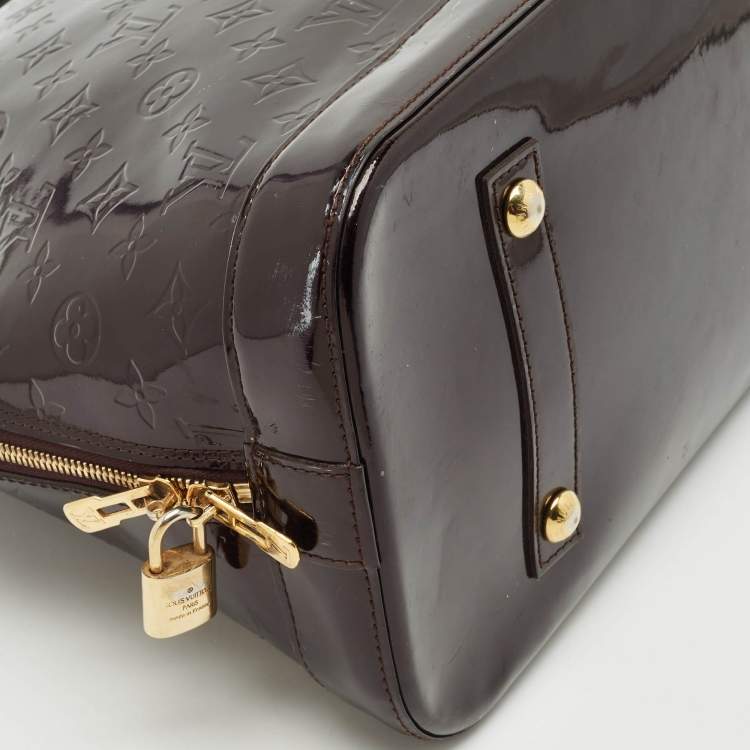 Pre Owned Louis Vuitton Amarante Monogram Vernis Alma GM Bag