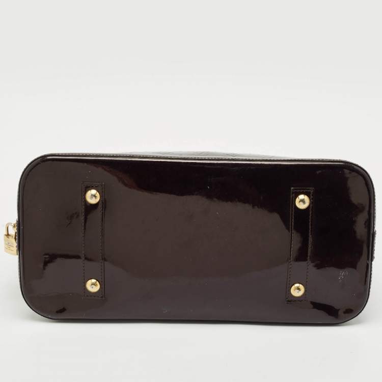 Pre Owned Louis Vuitton Amarante Monogram Vernis Alma GM Bag