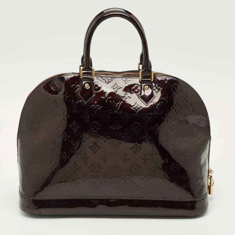 Pre Owned Louis Vuitton Amarante Monogram Vernis Alma GM Bag