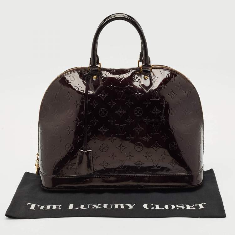 Pre Owned Louis Vuitton Amarante Monogram Vernis Alma GM Bag