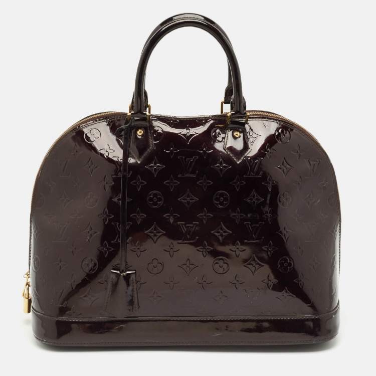 Pre Owned Louis Vuitton Amarante Monogram Vernis Alma GM Bag