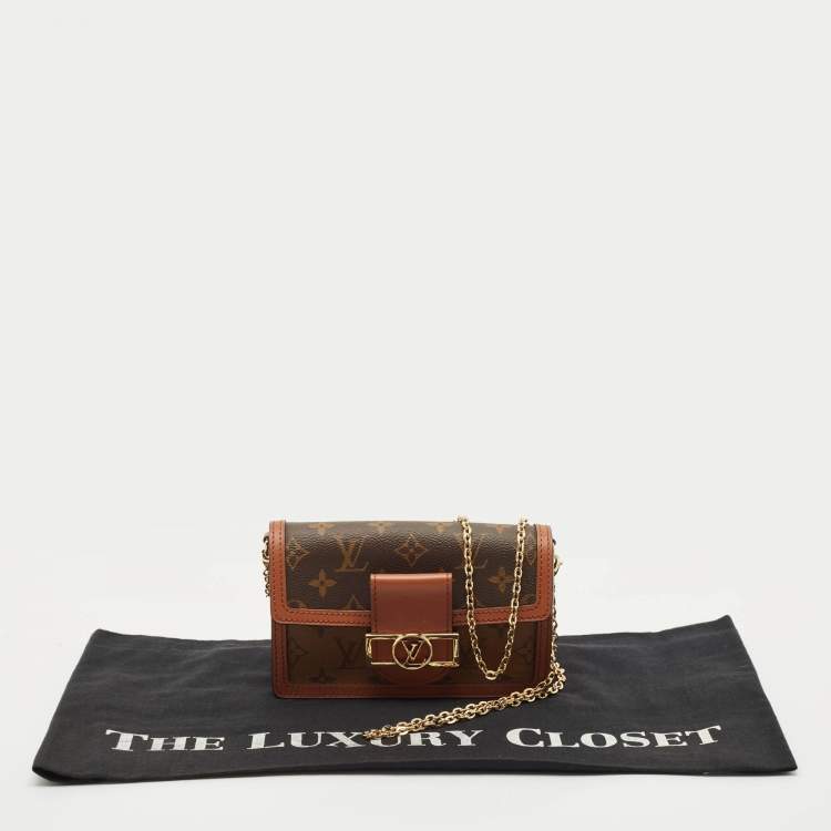Pre Owned Louis Vuitton Monogram Reverse Canvas Dauphine Wallet on Chain