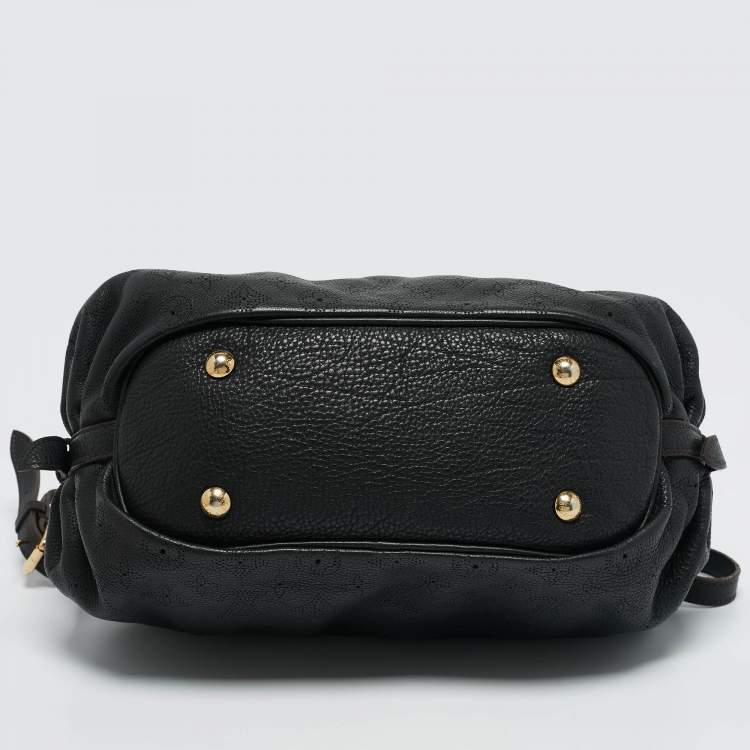 Pre Owned Louis Vuitton Black Monogram Mahina Leather XS Bag