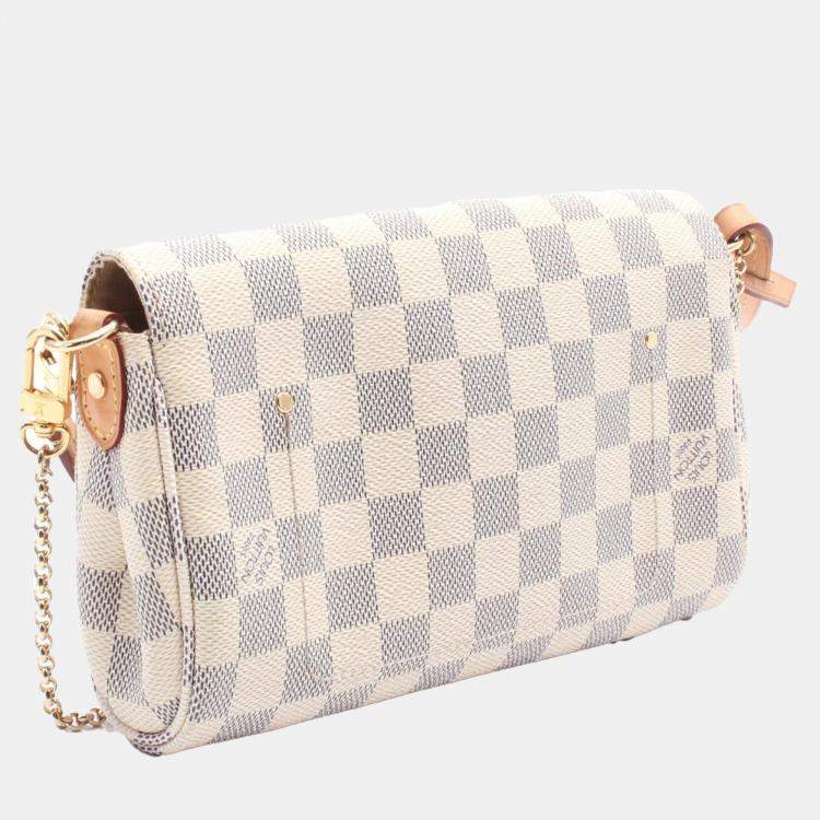 Pre Owned Louis Vuitton White Damier Azur Canvas Favorite PM Crossbody Bag