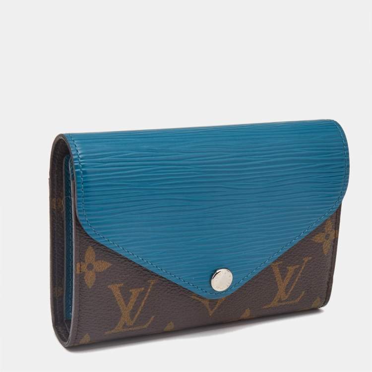 Pre Owned Louis Vuitton Turquoise Epi Leather and Monogram Canvas Marie-Lou Compact Wallet 