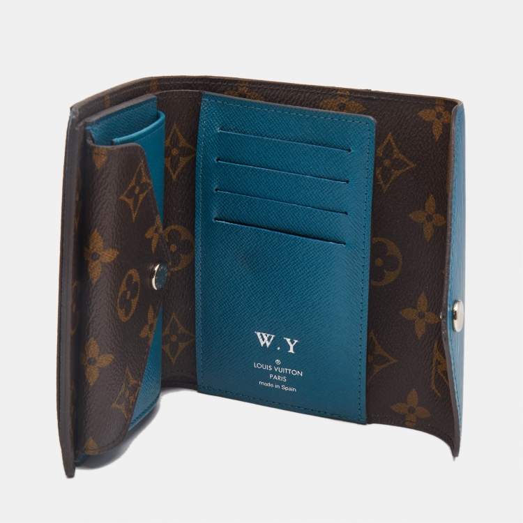Pre Owned Louis Vuitton Turquoise Epi Leather and Monogram Canvas Marie-Lou Compact Wallet 