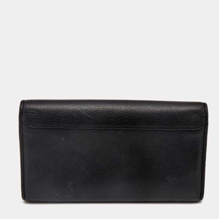 Pre Owned Louis Vuitton Black Leather Lockme II Wallet