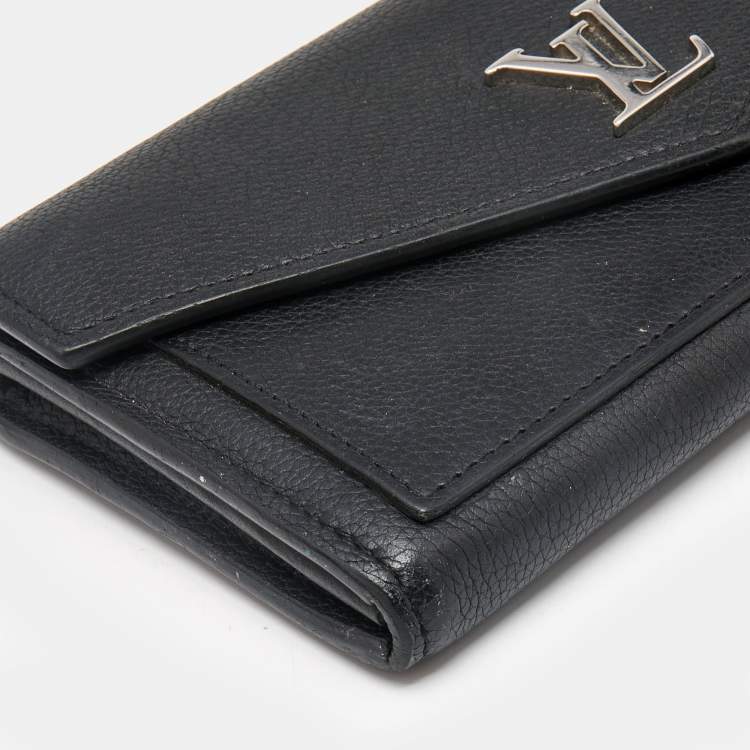 Pre Owned Louis Vuitton Black Leather Lockme II Wallet