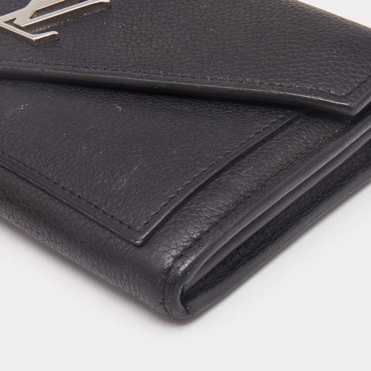 Pre Owned Louis Vuitton Black Leather Lockme II Wallet
