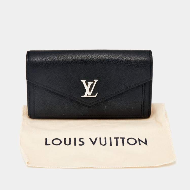 Pre Owned Louis Vuitton Black Leather Lockme II Wallet