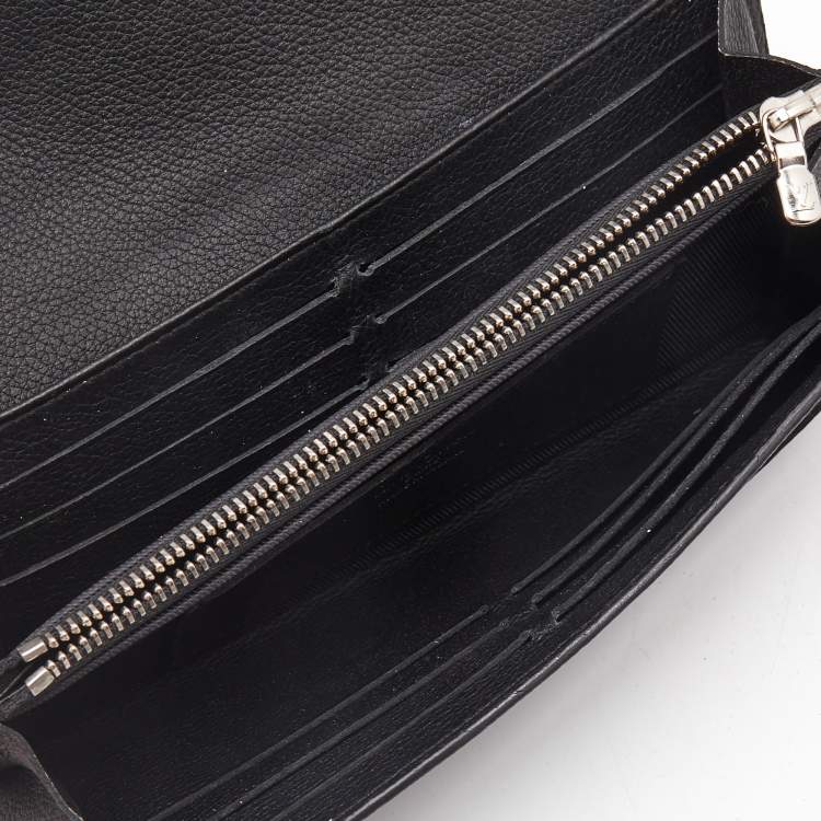 Pre Owned Louis Vuitton Black Leather Lockme II Wallet