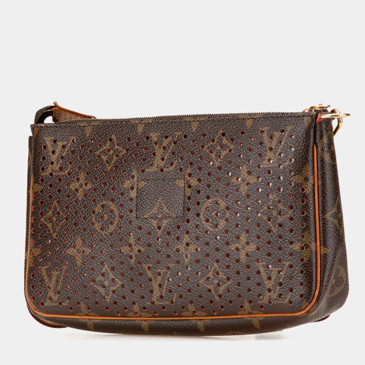 Pre Owned Louis Vuitton Brown Monogram Perforated Pochette Accessoires