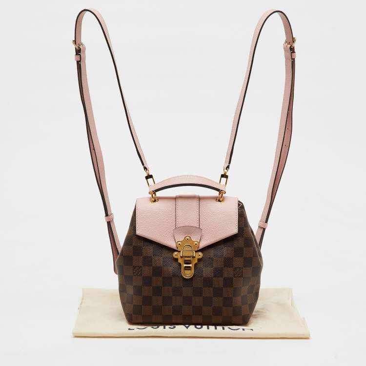 Pre Owned Louis Vuitton Magnolia Pink Damier Ebene Canvas Clapton Backpack