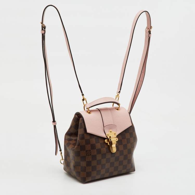 Pre Owned Louis Vuitton Magnolia Pink Damier Ebene Canvas Clapton Backpack