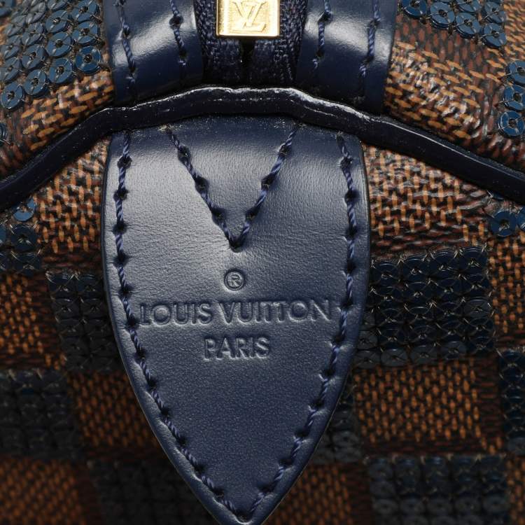 Pre Owned Louis Vuitton Damier Ebene and Sequins Paillettes Limited Edition Speedy 30 Bag