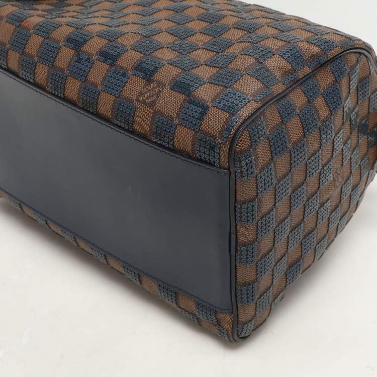 Pre Owned Louis Vuitton Damier Ebene and Sequins Paillettes Limited Edition Speedy 30 Bag
