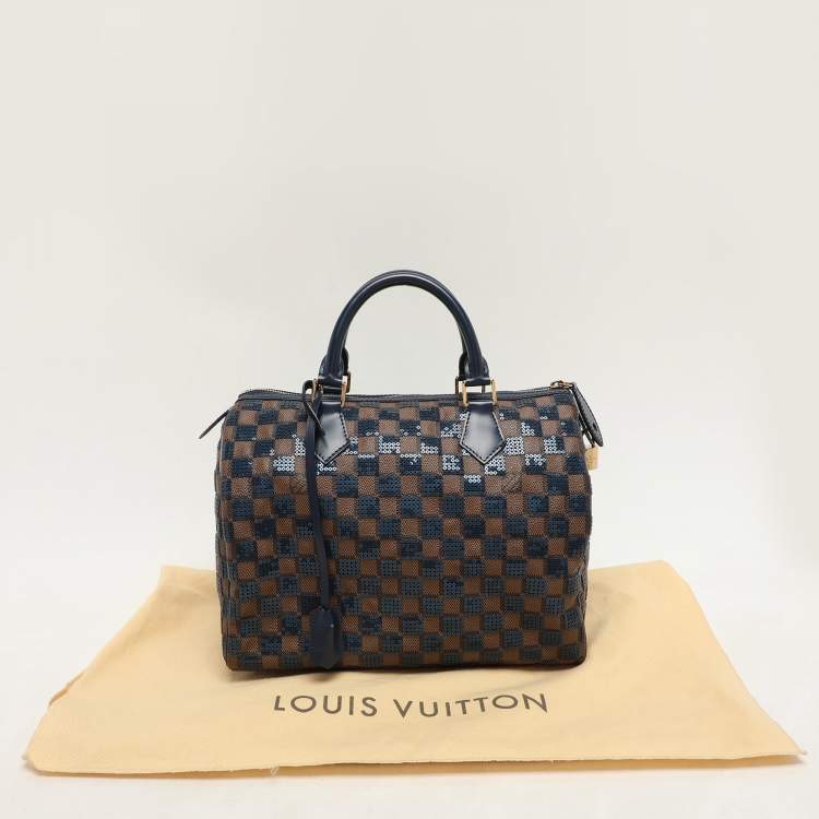 Pre Owned Louis Vuitton Damier Ebene and Sequins Paillettes Limited Edition Speedy 30 Bag