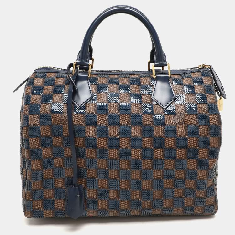 Pre Owned Louis Vuitton Damier Ebene and Sequins Paillettes Limited Edition Speedy 30 Bag