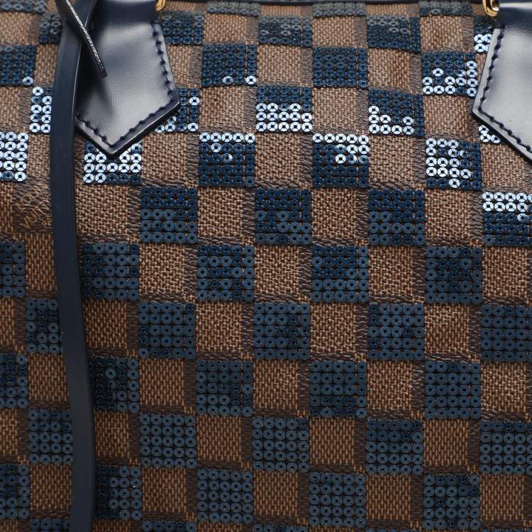 Pre Owned Louis Vuitton Damier Ebene and Sequins Paillettes Limited Edition Speedy 30 Bag