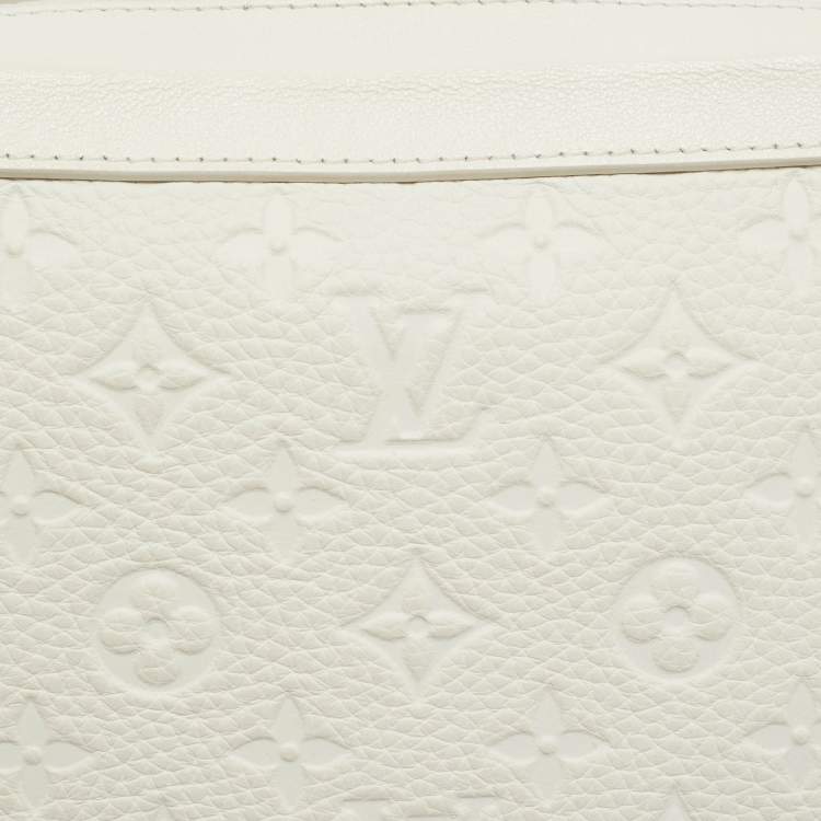 Pre Owned Louis Vuitton Powder White Monogram Taurillon Leather Soft Trunk Bag