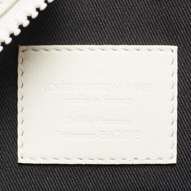 Pre Owned Louis Vuitton Powder White Monogram Taurillon Leather Soft Trunk Bag