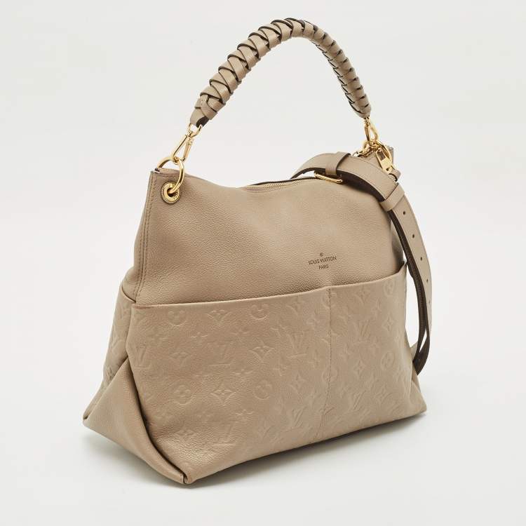 Pre Owned Louis Vuitton Tourterelle Monogram Empreinte Leather Maida Bag