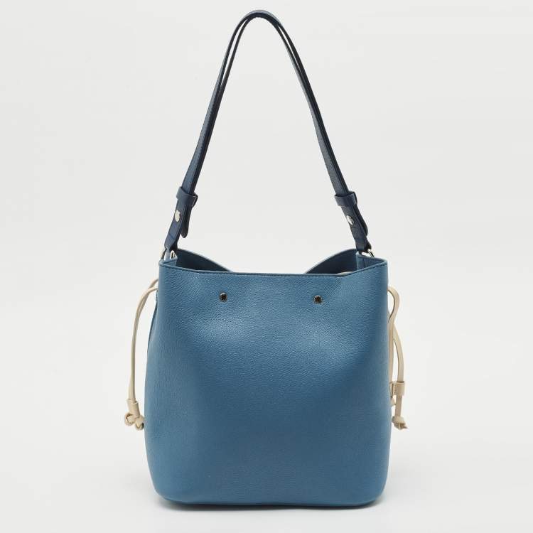 Pre Owned Louis Vuitton Blue Jean Leather Lockme Bucket Bag