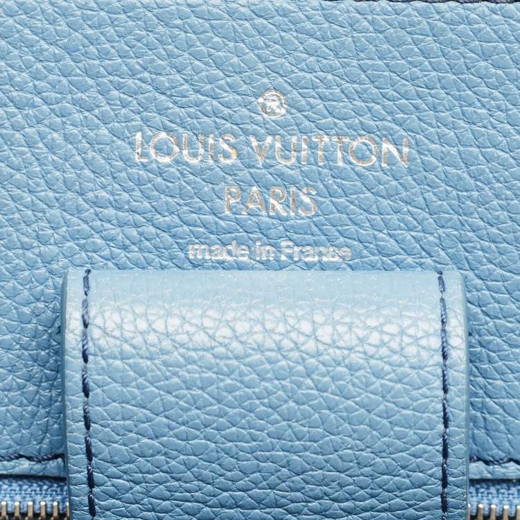 Pre Owned Louis Vuitton Blue Jean Leather Lockme Bucket Bag
