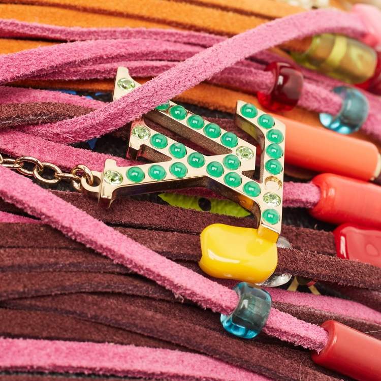 Pre Owned Louis Vuitton Black Monogram Multicolore Limited Edition Fringe Speedy 25 Bag