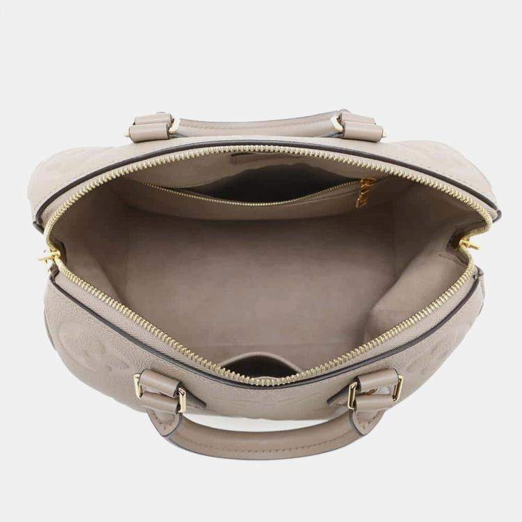 Pre Owned Louis Vuitton Tourterelle Monogram Empreinte Leather Speedy Bandouliere 25 Satchel Bag