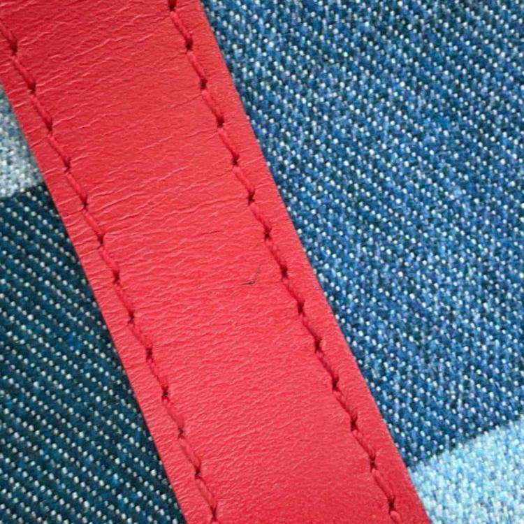 Pre Owned Louis Vuitton Blue/Red Monogram Denim Speedy Bandouliere 30 Handbag