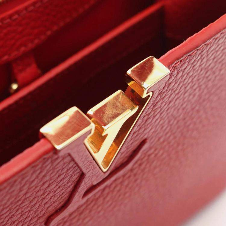 Pre Owned Louis Vuitton Red Taurillon Leather Capucines BB Handbag