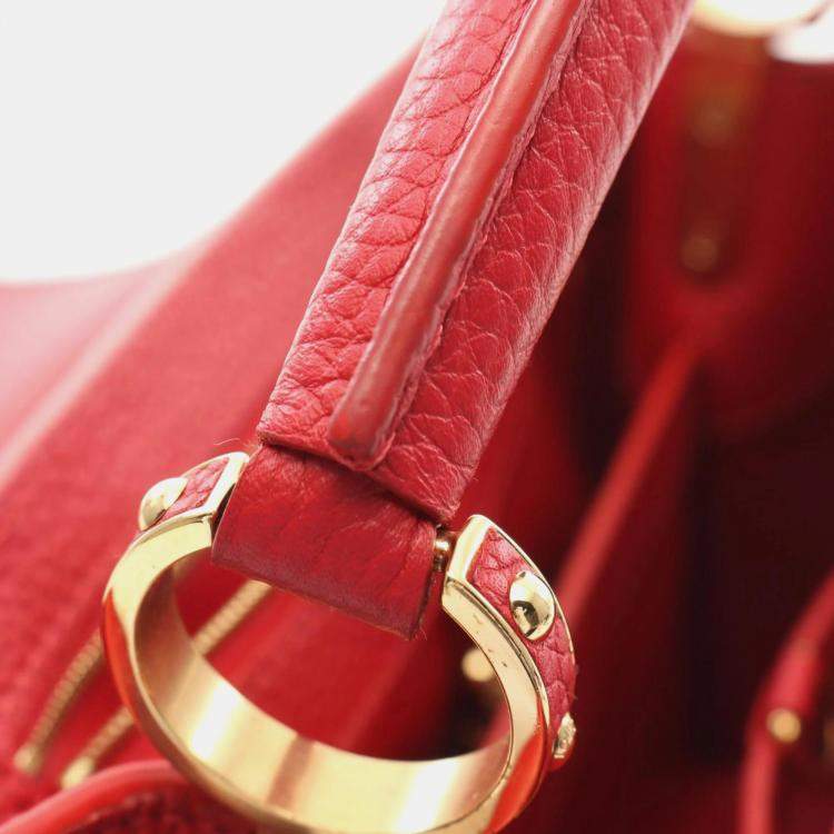 Pre Owned Louis Vuitton Red Taurillon Leather Capucines BB Handbag