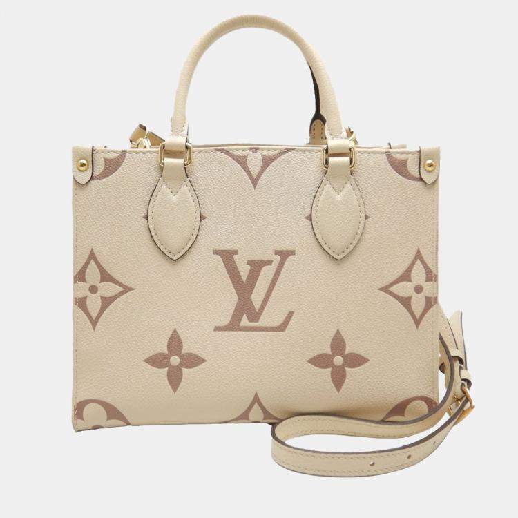 Pre Owned Louis Vuitton Cream Bicolor Monogram Empreinte Leather OnTheGo PM Tote Bag