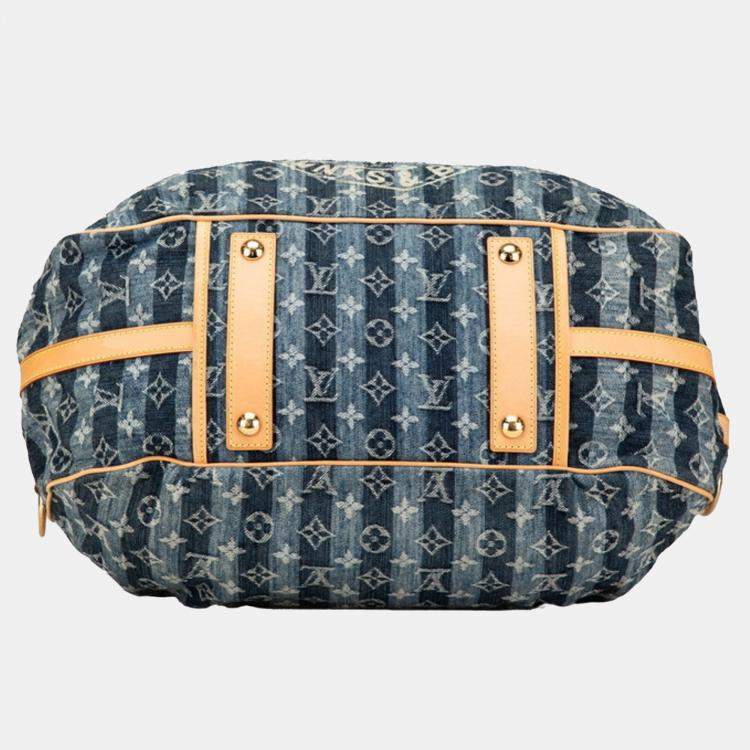 Pre Owned Louis Vuitton Indigo Blue Canvas Denim Porte Epaule Raye Cabas GM Handbag