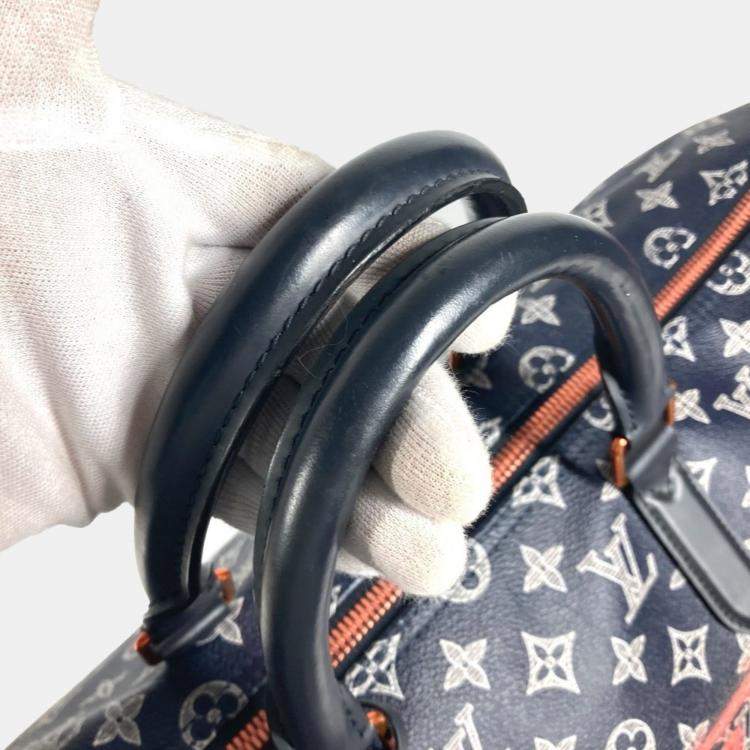 Pre Owned Louis Vuitton Navy Monogram Canvas Ink Upside Down Keepall Bandouliere 50 Travel Bag