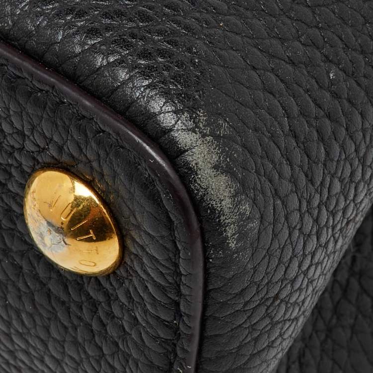 Pre Owned Louis Vuitton Black Leather Capucines BB Bag