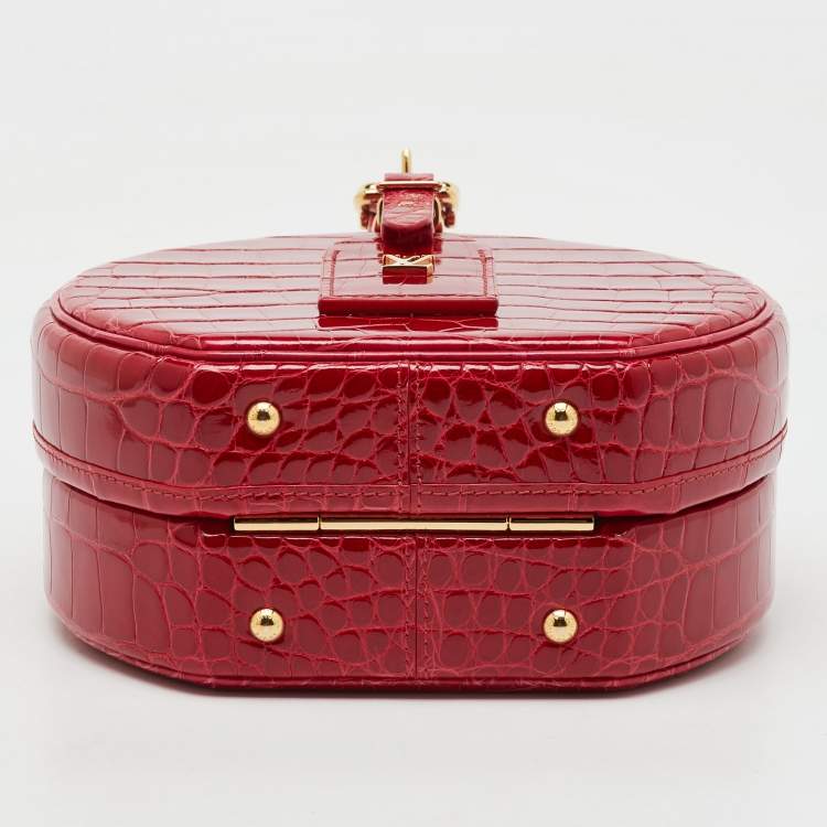 Pre Owned Louis Vuitton Red Crocodile Petite Boite Chapeau Bag