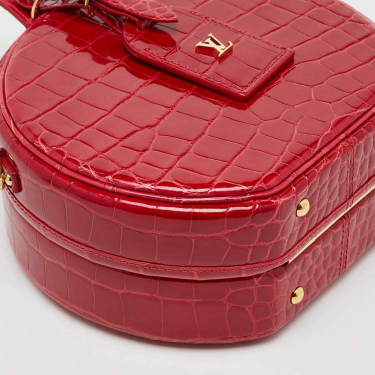 Pre Owned Louis Vuitton Red Crocodile Petite Boite Chapeau Bag