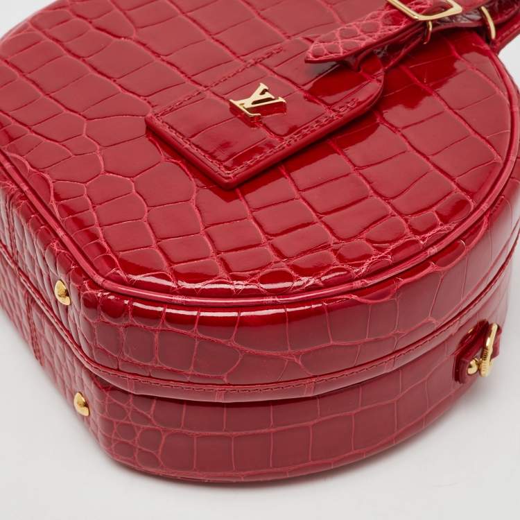 Pre Owned Louis Vuitton Red Crocodile Petite Boite Chapeau Bag